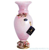 Ваза для цветов н/н розовая &quot;W. Cristal /Розы /Муранское стекло&quot; / 130334