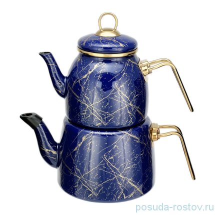 Набор чайников 2 предмета (заварочный 1 л, чайник 2 л) &quot;Elite Class /Тёмно-синий мрамор&quot; / 274053