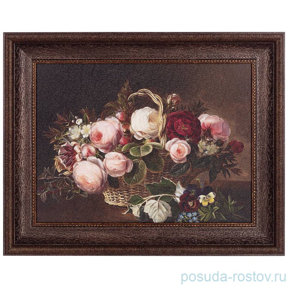 Картина 30 х 40 см "Корзина с цветами" /рамка венге с бронзой / 275084 Картина 30 х 40 см "Корзина с цветами" /рамка венге с бронзой / 275084