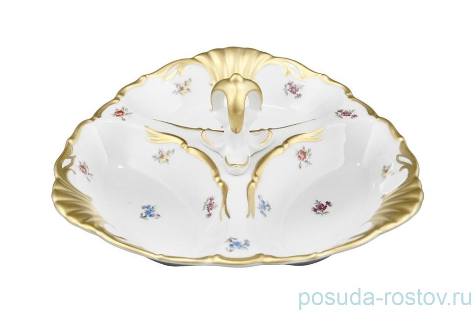 Менажница 26 см "Корона /Мелкие цветы /Матовое золото" / 165448 Менажница 26 см "Корона /Мелкие цветы /Матовое золото" / 165448