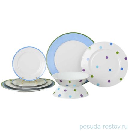 Набор посуды на 2 персоны 20 предметов &quot;Елизавета /Горох /голубой&quot; / 158524