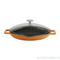 Сковорода-гриль 26 см круглая с ручками и стеклянной крышкой &quot;Lava /Orange&quot; / 247974