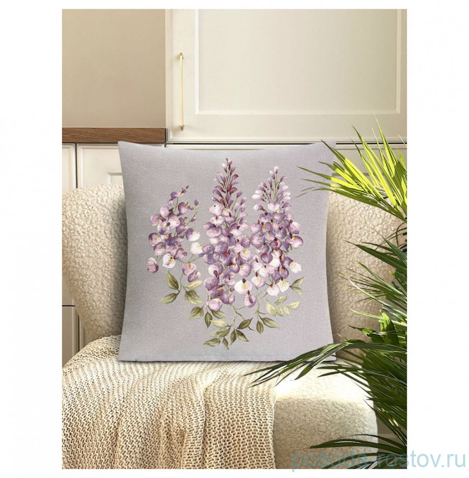 Наволочка 45 х 45 см "Дельфиниум" рисунок в центре / 303250