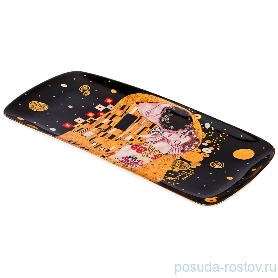 Блюдо 30 см прямоугольное черное "поцелуй /г. климт" / 200892