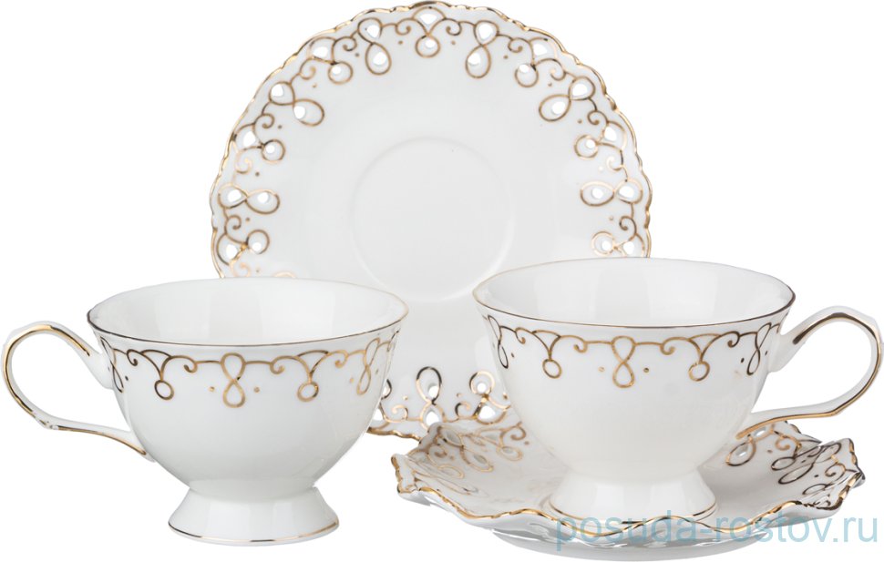 Набор чайных пар 250 мл 2 шт "Лаура /Золото" / 194583