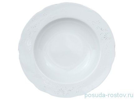 Набор тарелок 23 см 6 шт глубокие &quot;Роза /Платиновый узор&quot; / 057602