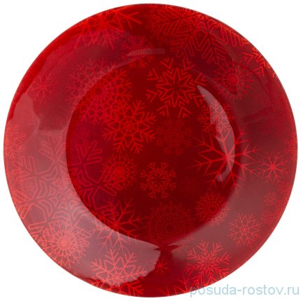Тарелка 20 см красная &quot;Новогодний калейдоскоп /Снежинки&quot; / 268458