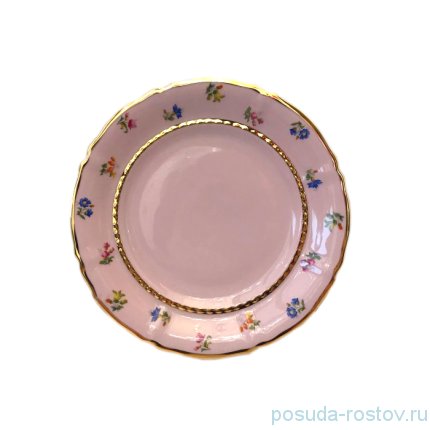 Набор тарелок 19 см 6 шт &quot;Соната /Мелкие цветы /золото&quot; розовая / 247897
