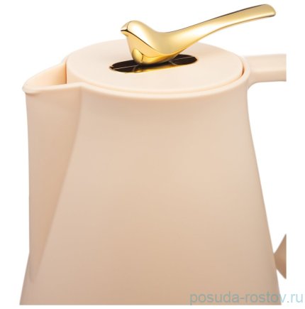 Термос 950 мл со стеклянной колбой крышка с клапаном бежевый Agness / 380077