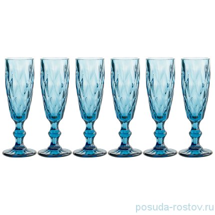 Бокалы для шампанского 150 мл 6 шт голубые &quot;Ромбо /Muza color&quot; / 203071