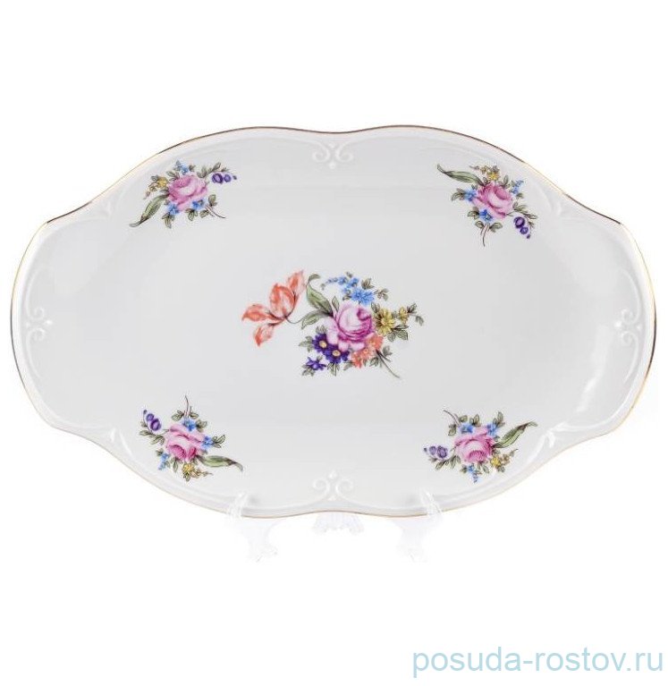 Блюдо 24 см овальное "Камелия /Мейсенский букет" / 295082