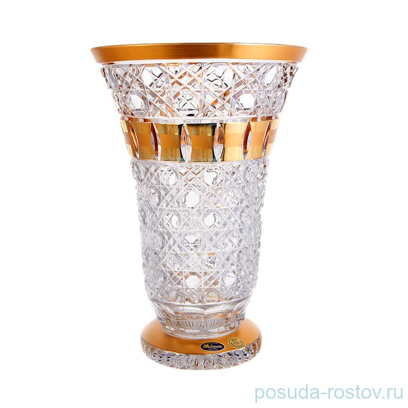 Ваза для цветов 30,5 см "Хрусталь /Золотые окошки" / 119688