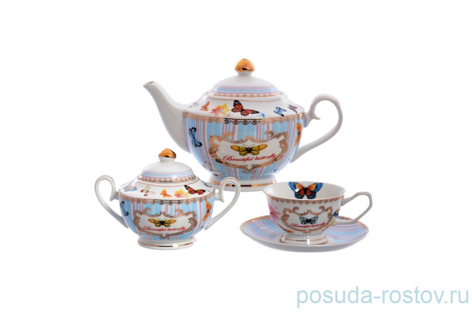 Чайный сервиз на 6 персон 14 предметов (без молочника) "Бабочки" / 155519 Чайный сервиз на 6 персон 14 предметов (без молочника) "Бабочки" / 155519
