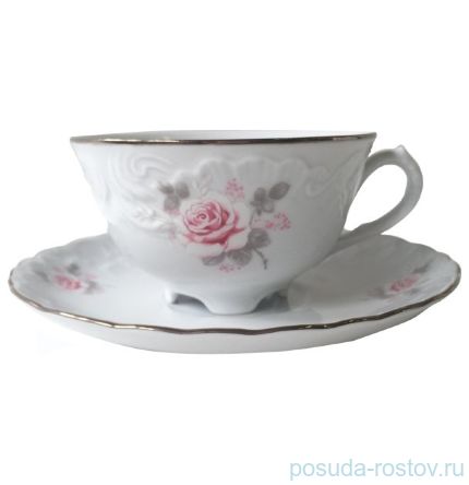 Чайная чашка 220 мл 1 шт &quot;Рококо /Серая роза /платина&quot; / 109878
