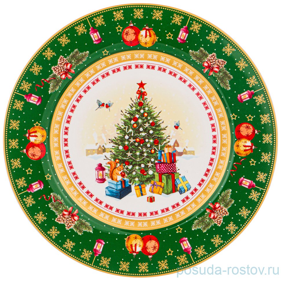 Тарелка 27 см зелёная "с новым годом! /ёлка" / 225706 Тарелка 27 см зелёная "с новым годом! /ёлка" / 225706