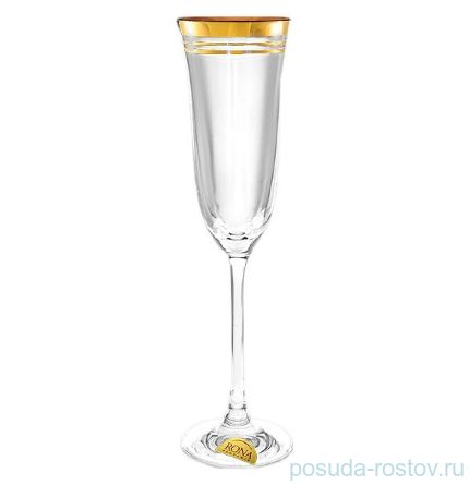 Бокалы для шампанского 160 мл 6 шт Флора &quot;Тройная полоска золотая&quot; / 125951