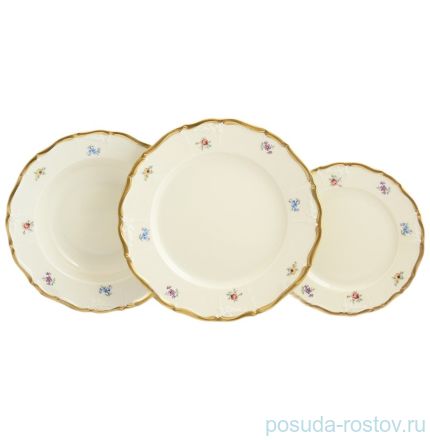 Набор тарелок 18 предметов &quot;Мария-Луиза /Мелкие цветы /матовое золото /СК&quot; / 107959