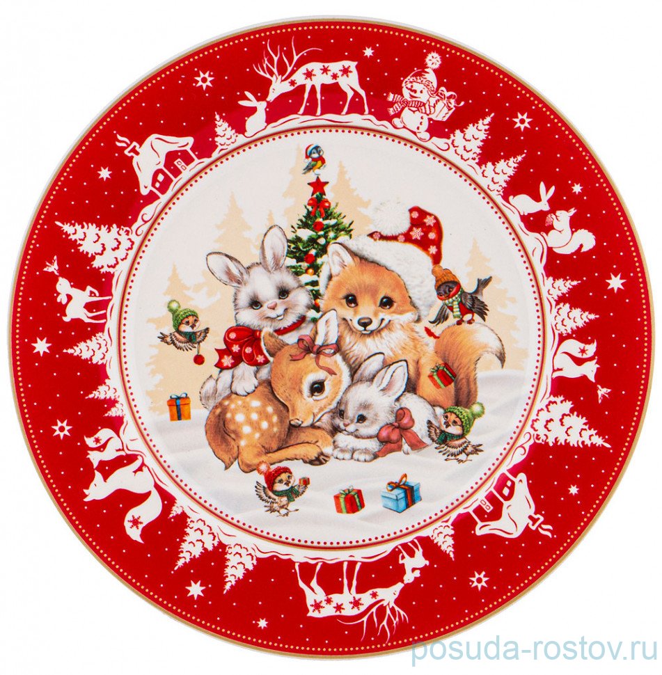 Тарелка 19 см красная "С новым годом! /Елка" / 285354