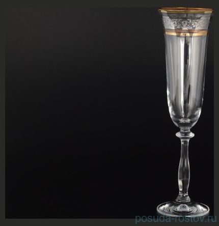 Бокалы для шампанского 190 мл 6 шт &quot;Анжела /Цветочный узор на платине&quot; / 005193