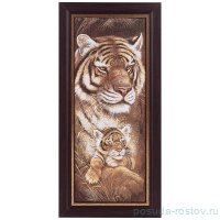 Картина 20 х 50 см &quot;тигры&quot; /рамка венге с золотом / 270094
