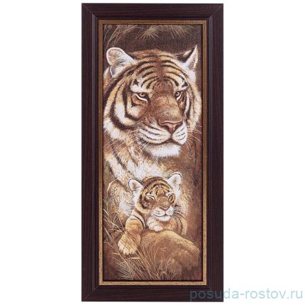 Картина 20 х 50 см &quot;тигры&quot; /рамка венге с золотом / 270094