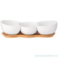 Набор салатников 250 мл 3 шт на деревянной подставке 29 х 9  х 1,2 см &quot;Native&quot; / 334704