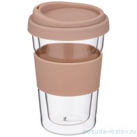 Стакан для кофе 330 мл с двойными стенками силиконовая крышка 9,5 х 15 см &quot;Double-wall&quot; / 256090