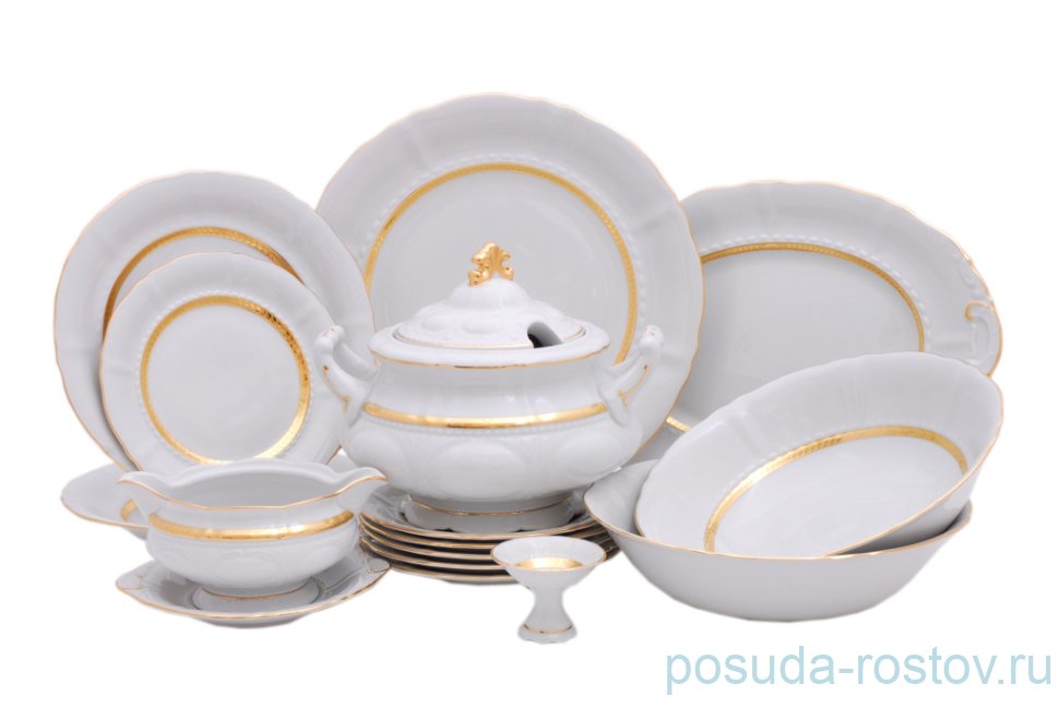 Столовый сервиз на 6 персон 25 предметов  Leander "Соната /Золотая лента" / 085522