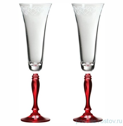 Бокалы для шампанского 180 мл 2 шт &quot;Виктория /Свадебный /алая ножка&quot;** / 051495