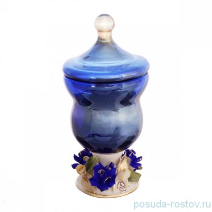 Шкатулка 12 х 12 х 23 см н/н синяя &quot;W. Cristal /Муранское стекло&quot; / 212850