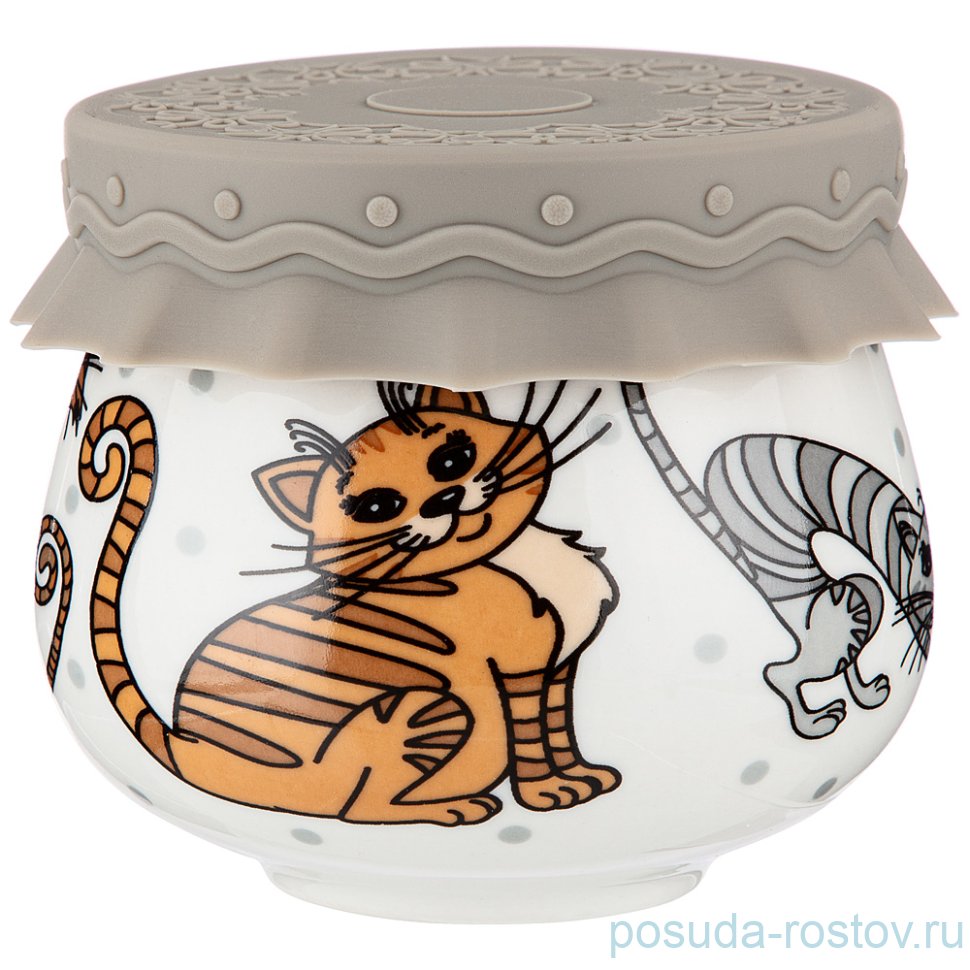 Банка для меда/варенья 180 мл с силиконовой крышкой "Озорные коты" / 252321 Банка для меда/варенья 180 мл с силиконовой крышкой "Озорные коты" / 252321