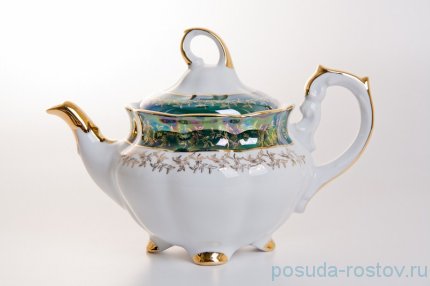 Заварочный чайник 1,1 л &quot;Мария /Зелёная с золотыми листиками&quot; / 043596