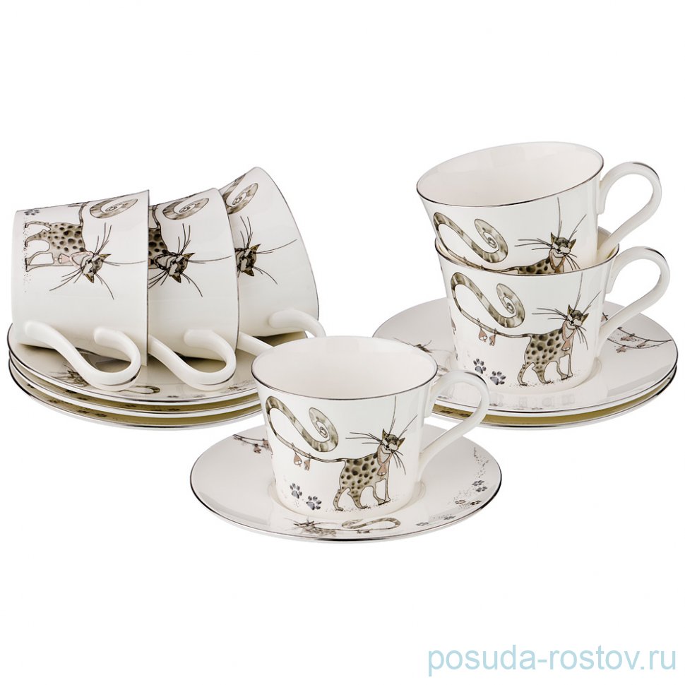 Набор чайных пар 220 мл 6 шт "Котики" / 189315
