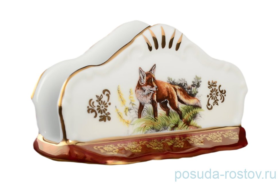 Салфетница 14 см  Bohemia Porcelan Moritz Zdekauer 1810 s.r.o. "Магнолия /Охота красная" / 038341