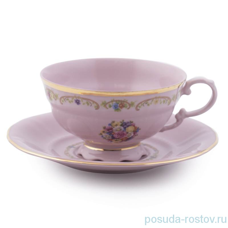 Набор чайных пар 200 мл 6 шт "Соната /Букет" розовая / 246370