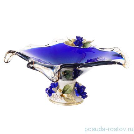 Конфетница 29 х 11 см н/н синяя &quot;W. Cristal /Розы /Муранское стекло&quot; / 221091