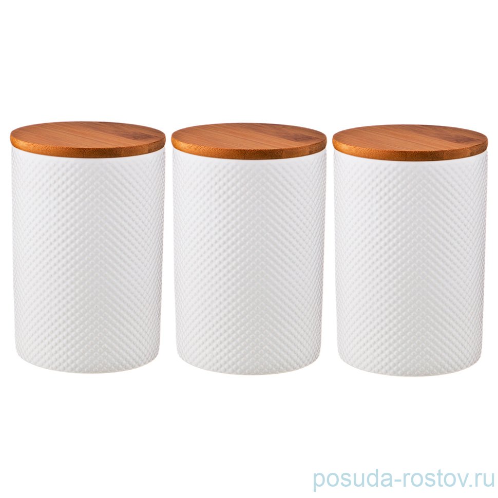 Набор ёмкостей для сыпучих продуктов 10 х 10 х 15 см 3 шт 750 мл белые "Agness" 2 / 191601