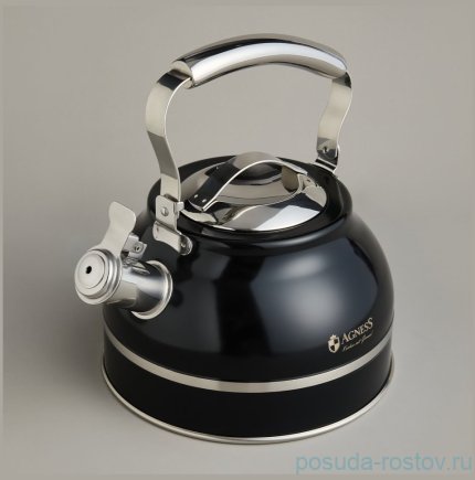 Чайник 2,7 л со свистком термоаккумулирующее дно индукция Agness  / 378421