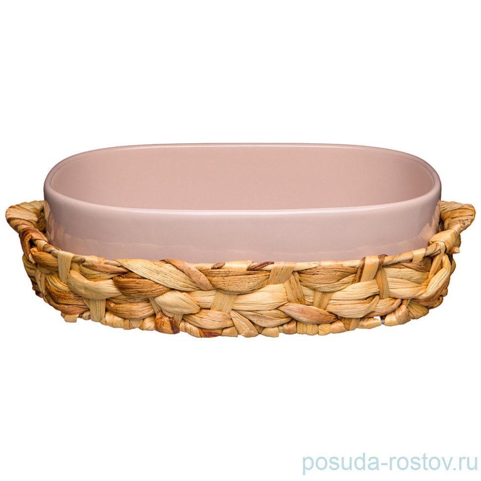 Блюдо для запекания 33  х 25  х 9 см в плетёной корзине 3 л "fusion /пудровый" / 253935