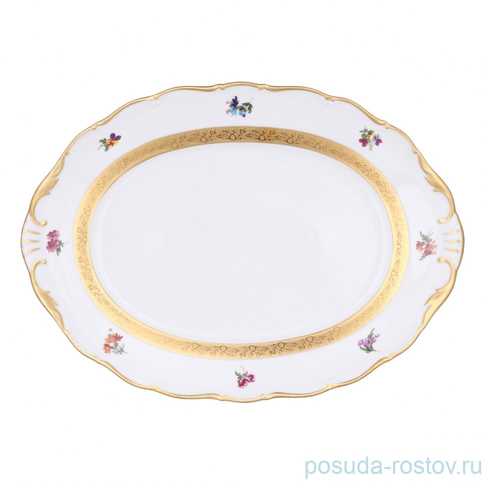 Блюдо 32 см овальное "Аляска /Цветы /Золотая лента" / 313704 Блюдо 32 см овальное "Аляска /Цветы /Золотая лента" / 313704