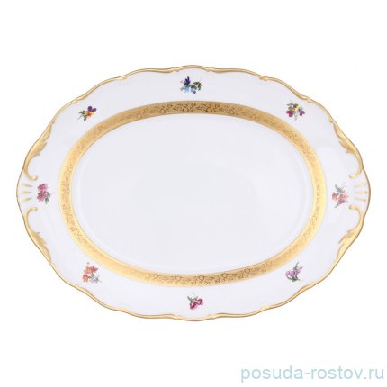 Блюдо 32 см овальное &quot;Аляска /Цветы /Золотая лента&quot; / 313704