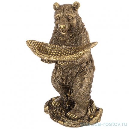Подставка для мелочей 45 см &quot;Мишка с рыбой&quot; /бронза с позолотой / 273615