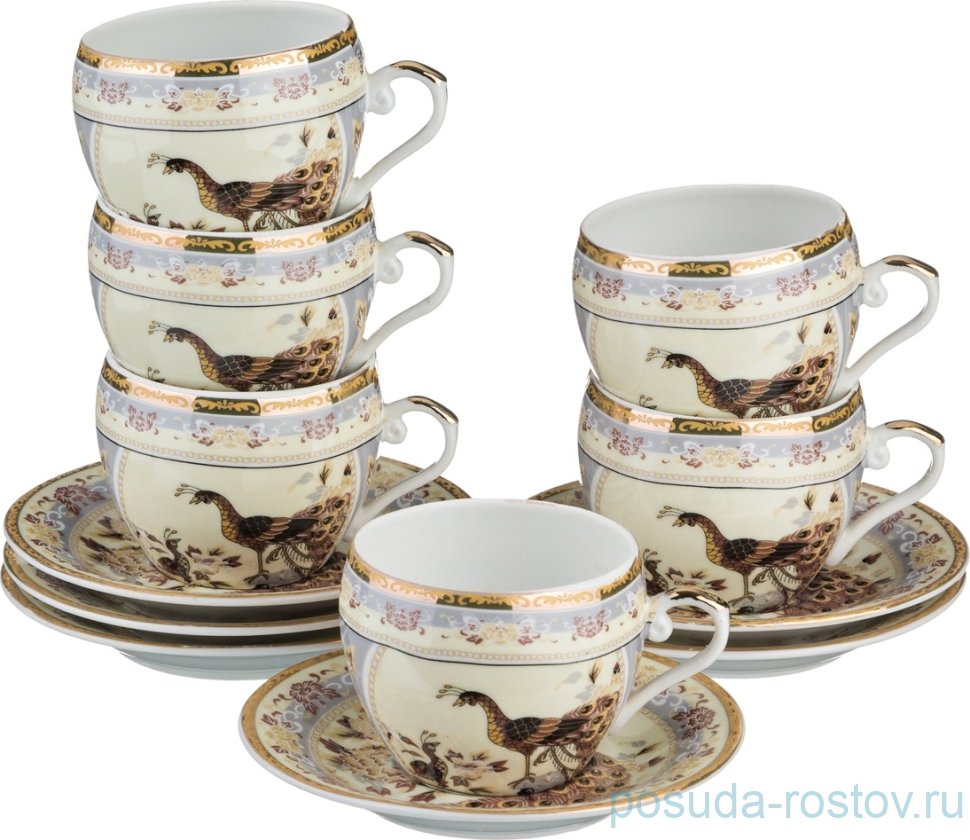 Набор кофейных пар 100 мл 6 шт "павлин" / 192906