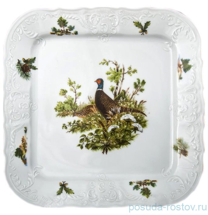 Поднос 26 см квадратный "Бернадотт /Охота" / 024757 Поднос 26 см квадратный "Бернадотт /Охота" / 024757