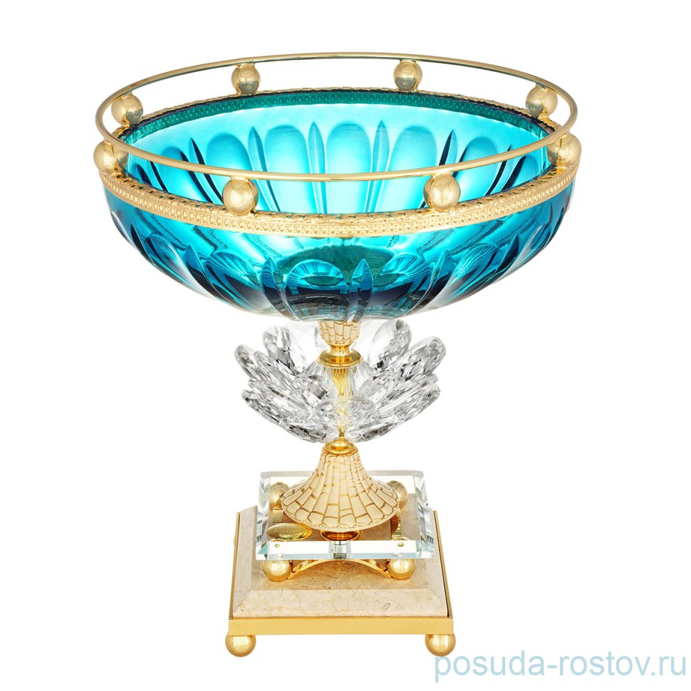 Ваза для фруктов 25 см н/н "Розаперла /Ивонн /Голубая" / 280087