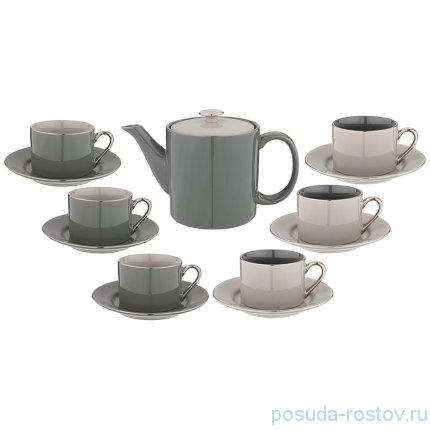 Чайный сервиз на 6 персон 14 предметов &quot;Дымчато-серые /Платина&quot; / 269404