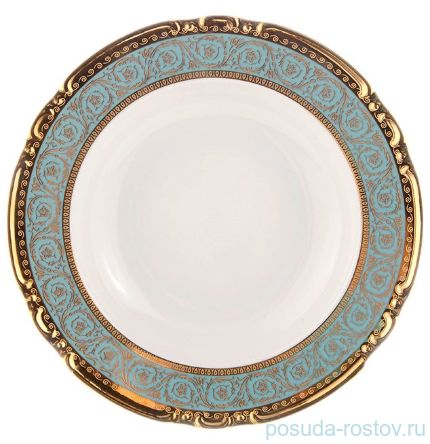 Набор тарелок 23 см 6 шт глубокие &quot;Констанция /Серо-голубая полоса с золотом&quot; / 105314