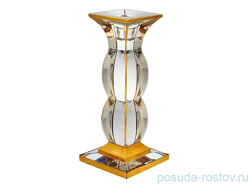 Подсвечник 19,5 см "Gard /С золотом" хрусталь Йиглава / 097432