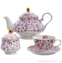 Чайный сервиз на 6 персон 14 предметов (без молочника) &quot;Розочки розовые&quot; / 155522