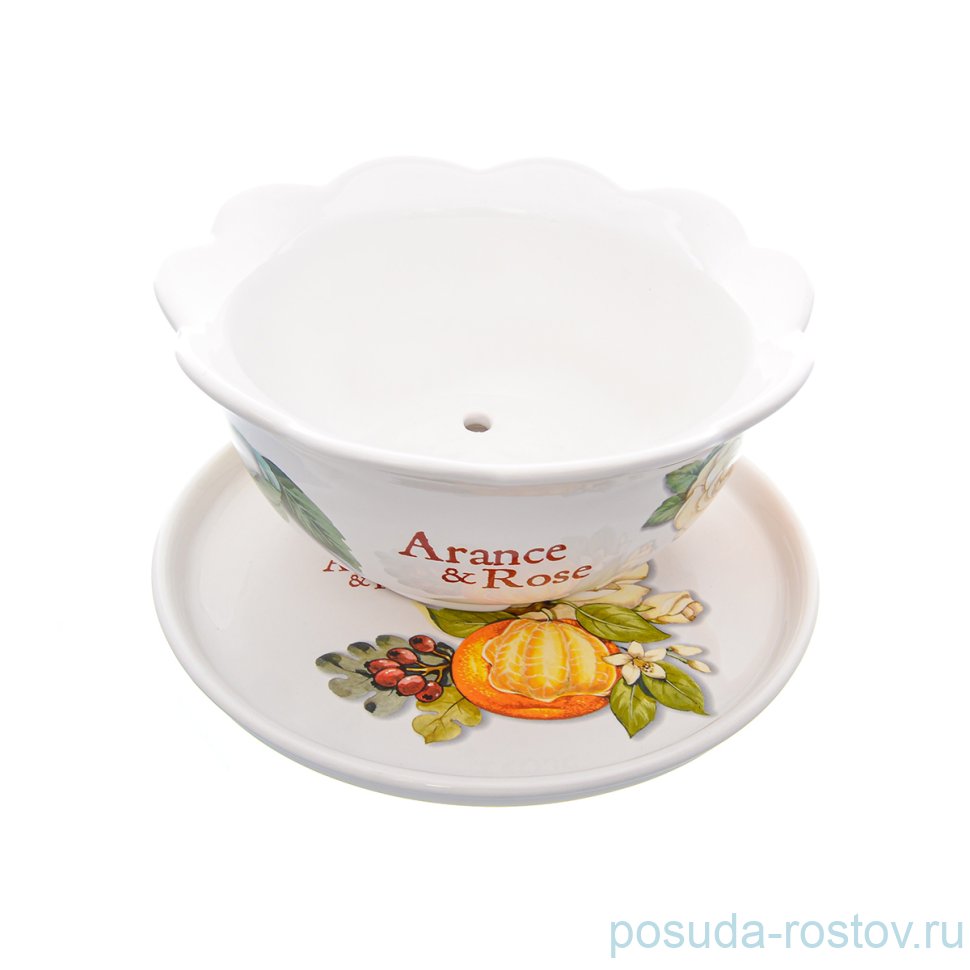 Фруктовница 25 см с подставкой "Artigianato ceramico /Апельсин и роза" / 228440 Фруктовница 25 см с подставкой "Artigianato ceramico /Апельсин и роза" / 228440